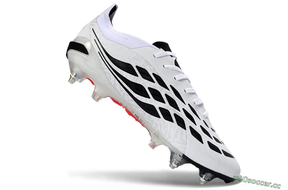 Men's Adidas Predator 26 Elite SG Soft Ground Low-Tops Football Boots - White/Vibrant Pink/Black 4