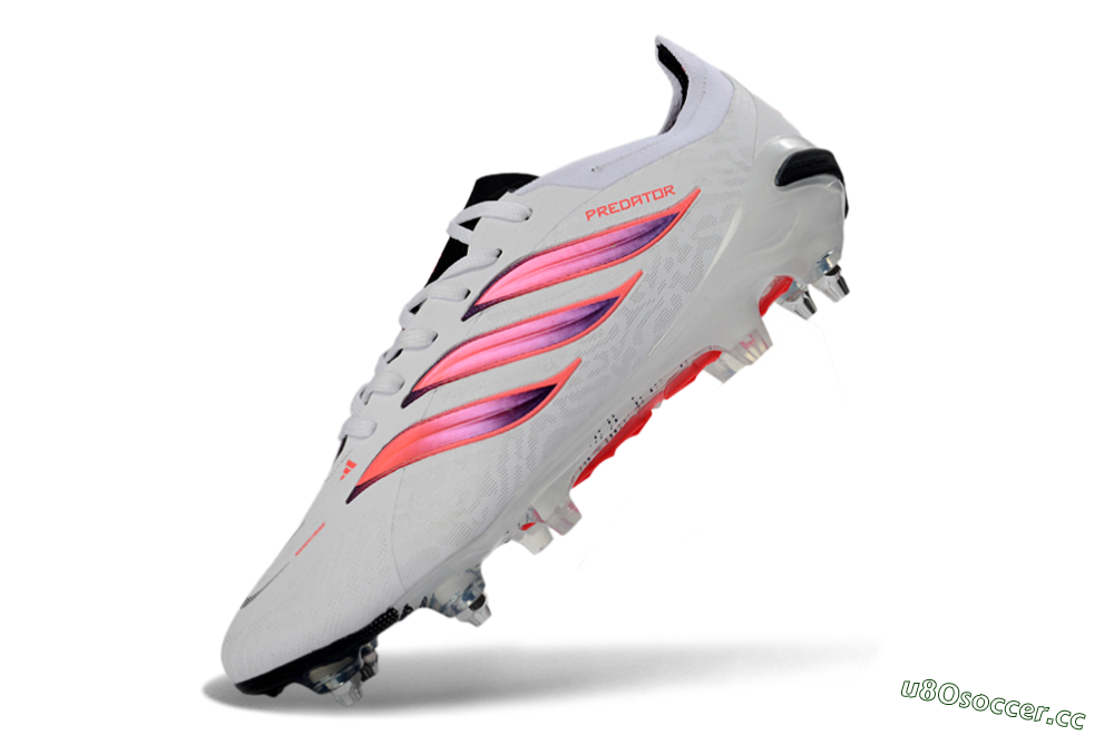 Men's Adidas Predator 26 Elite SG Soft Ground Low-Tops Football Boots - White/Vibrant Pink/Black 5