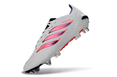 Men's Adidas Predator 26 Elite SG Soft Ground Low-Tops Football Boots - White/Vibrant Pink/Black