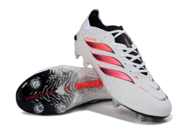 Men's Adidas Predator 26 Elite SG Soft Ground Low-Tops Football Boots - White/Vibrant Pink/Black