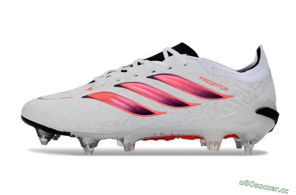 Men's Adidas Predator 26 Elite SG Soft Ground Low-Tops Football Boots - White/Vibrant Pink/Black 0