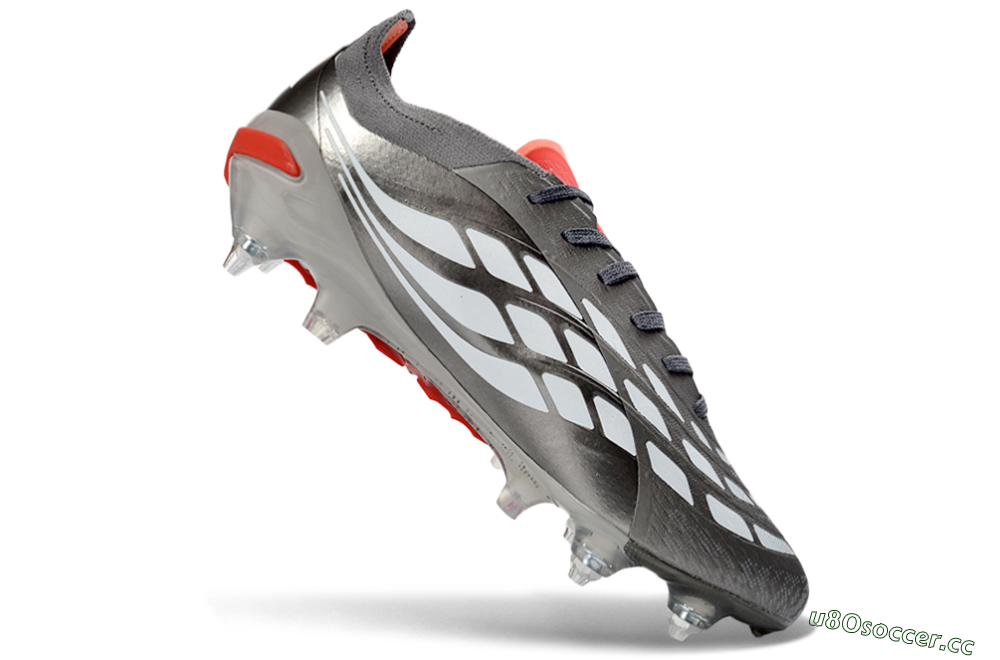 Men's Adidas Predator 26 Elite SG Soft Ground Low-Tops Football Boots - Gray/Vibrant Red/Silver 4