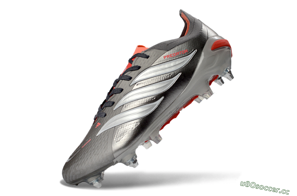 Men's Adidas Predator 26 Elite SG Soft Ground Low-Tops Football Boots - Gray/Vibrant Red/Silver 5