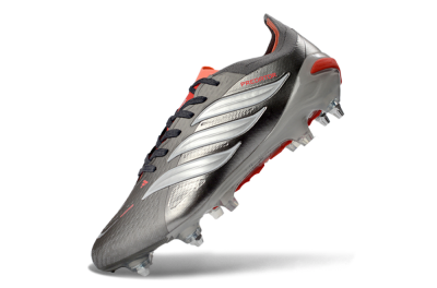 Men's Adidas Predator 26 Elite SG Soft Ground Low-Tops Football Boots - Gray/Vibrant Red/Silver