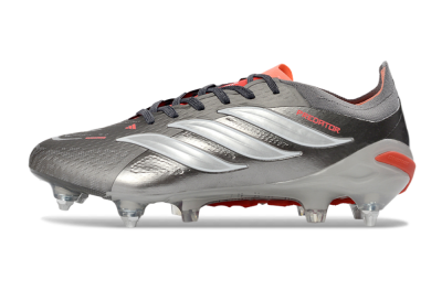 Men's Adidas Predator 26 Elite SG Soft Ground Low-Tops Football Boots - Gray/Vibrant Red/Silver