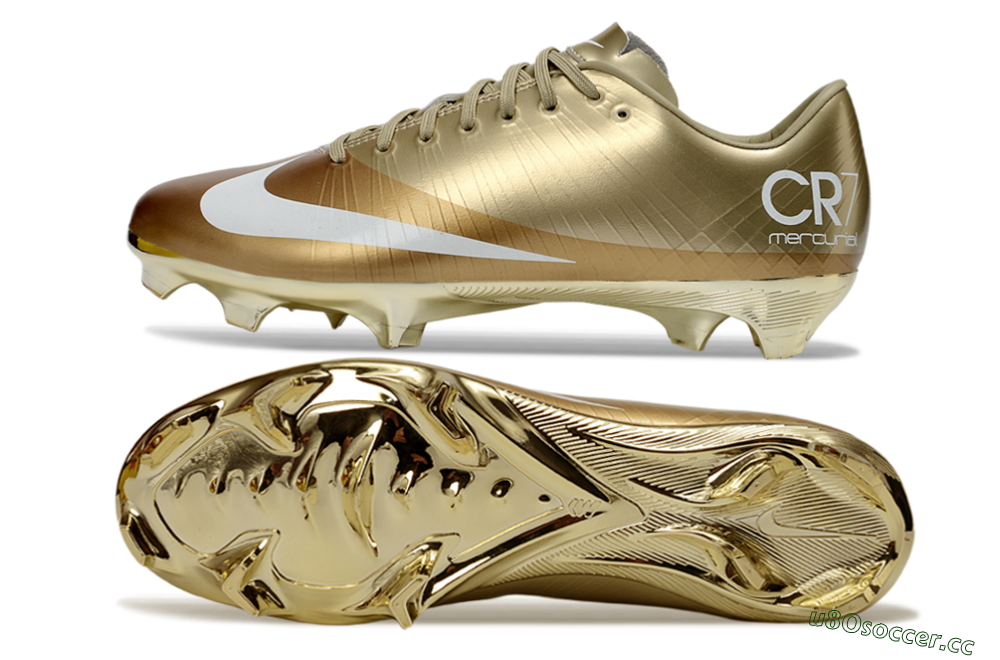 Men's Nike Air Zoom Mercurial Vapor 1 Elite CR7 FG Firm Ground Low-Tops Football Boots - Gold/Metallic Gold/White 1