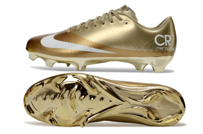 Men's Nike Air Zoom Mercurial Vapor 1 Elite CR7 FG Firm Ground Low-Tops Football Boots - Gold/Metallic Gold/White