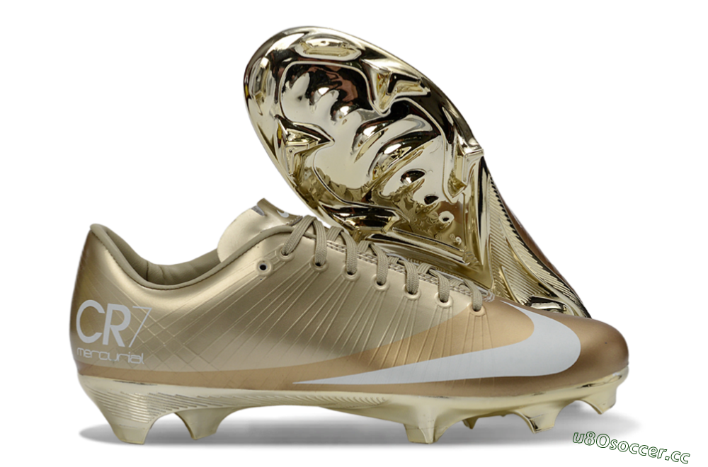 Men's Nike Air Zoom Mercurial Vapor 1 Elite CR7 FG Firm Ground Low-Tops Football Boots - Gold/Metallic Gold/White 2