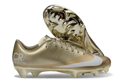 Men's Nike Air Zoom Mercurial Vapor 1 Elite CR7 FG Firm Ground Low-Tops Football Boots - Gold/Metallic Gold/White