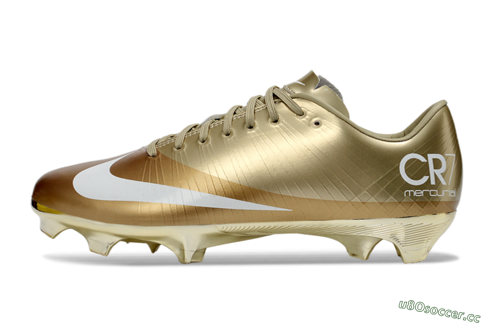 Men's Nike Air Zoom Mercurial Vapor 1 Elite CR7 FG Firm Ground Low-Tops Football Boots - Gold/Metallic Gold/White 0