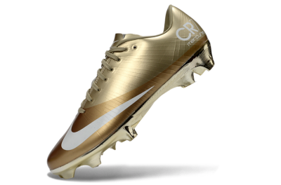 Men's Nike Air Zoom Mercurial Vapor 1 Elite CR7 FG Firm Ground Low-Tops Football Boots - Gold/Metallic Gold/White