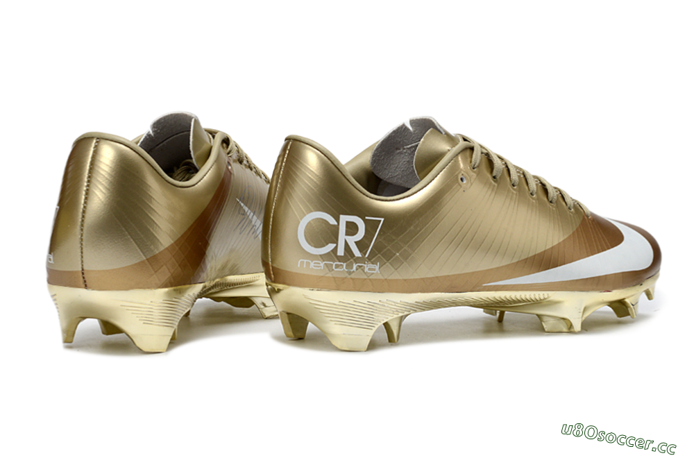 Men's Nike Air Zoom Mercurial Vapor 1 Elite CR7 FG Firm Ground Low-Tops Football Boots - Gold/Metallic Gold/White 6