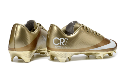 Men's Nike Air Zoom Mercurial Vapor 1 Elite CR7 FG Firm Ground Low-Tops Football Boots - Gold/Metallic Gold/White