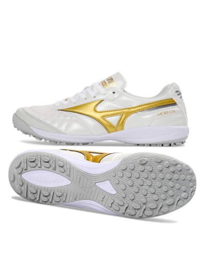 Men's Mizuno Morelia Neo 4 TF Artificial Turf Low-Tops Football Shoes - White/Gold/White