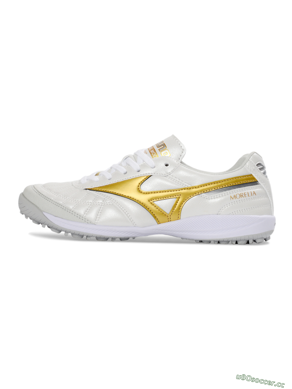 Men's Mizuno Morelia Neo 4 TF Artificial Turf Low-Tops Football Shoes - White/Gold/White 0
