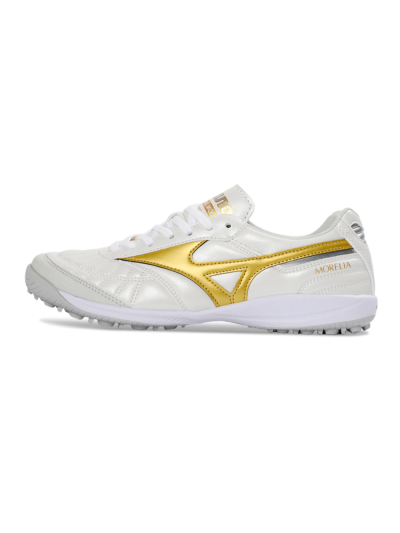 Men's Mizuno Morelia Neo 4 TF Artificial Turf Low-Tops Football Shoes - White/Gold/White