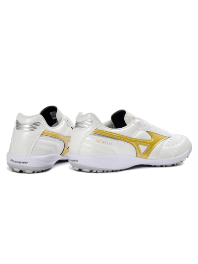 Men's Mizuno Morelia Neo 4 TF Artificial Turf Low-Tops Football Shoes - White/Gold/White