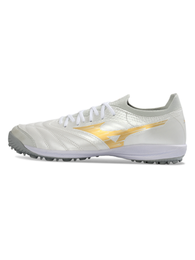Men's Mizuno Morelia Neo 4 TF Artificial Turf Low-Tops Football Shoes - White/Golden Shine/Gray Mist