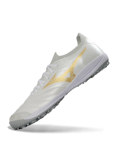 Men's Mizuno Morelia Neo 4 TF Artificial Turf Low-Tops Football Shoes - White/Golden Shine/Gray Mist