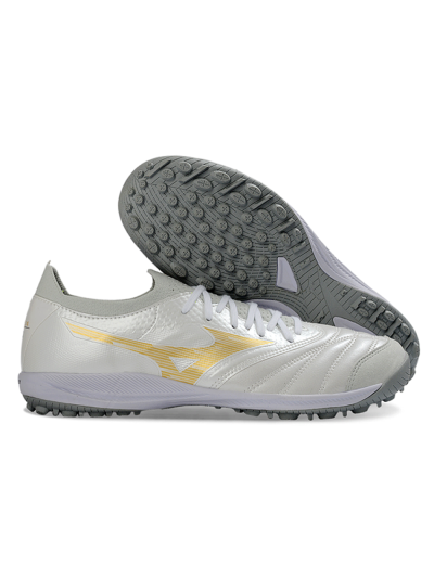 Men's Mizuno Morelia Neo 4 TF Artificial Turf Low-Tops Football Shoes - White/Golden Shine/Gray Mist
