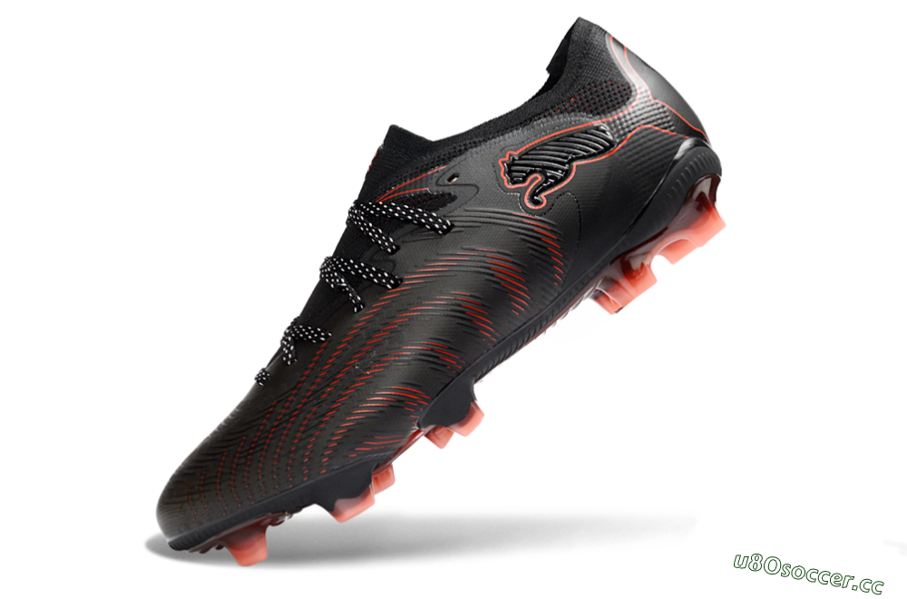 Men's Puma Future 8 Ultimate FG Firm Ground Low-Tops Football Boots - Black/Electric Red/Shadow Black 5