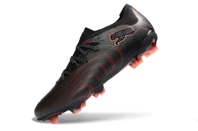 Men's Puma Future 8 Ultimate FG Firm Ground Low-Tops Football Boots - Black/Electric Red/Shadow Black