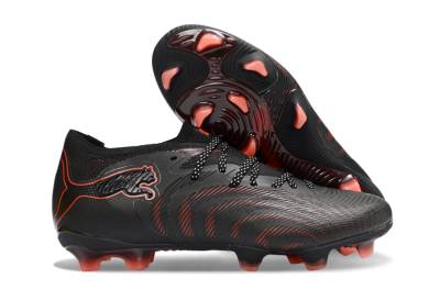 Men's Puma Future 8 Ultimate FG Firm Ground Low-Tops Football Boots - Black/Electric Red/Shadow Black