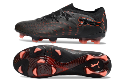 Men's Puma Future 8 Ultimate FG Firm Ground Low-Tops Football Boots - Black/Electric Red/Shadow Black