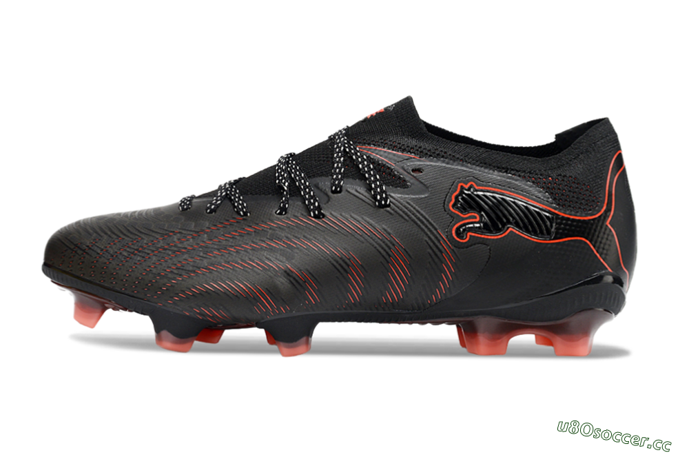 Men's Puma Future 8 Ultimate FG Firm Ground Low-Tops Football Boots - Black/Electric Red/Shadow Black 0