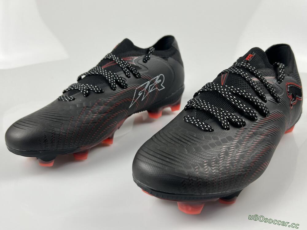 Men's Puma Future 8 Ultimate FG Firm Ground Low-Tops Football Boots - Black/Electric Red/Shadow Black