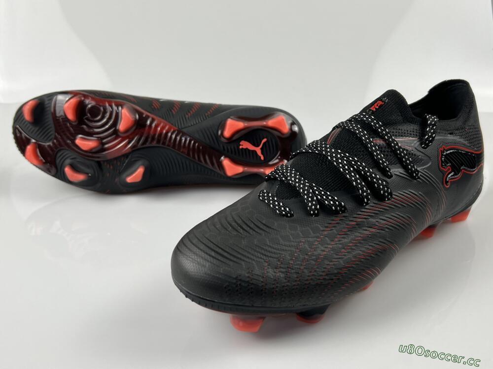 Men's Puma Future 8 Ultimate FG Firm Ground Low-Tops Football Boots - Black/Electric Red/Shadow Black