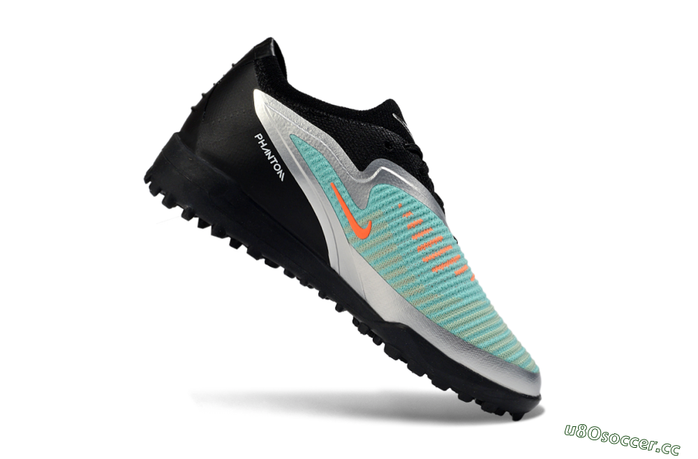 Kids Nike Phantom 6 Elite Low TF Artificial Turf Low-Tops Football Shoes - Teal/Metallic Silver/Black 3