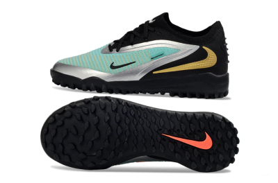 Kids Nike Phantom 6 Elite Low TF Artificial Turf Low-Tops Football Shoes - Teal/Metallic Silver/Black