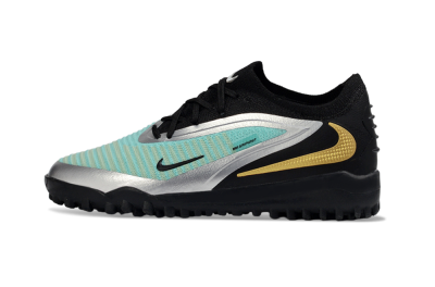 Kids Nike Phantom 6 Elite Low TF Artificial Turf Low-Tops Football Shoes - Teal/Metallic Silver/Black