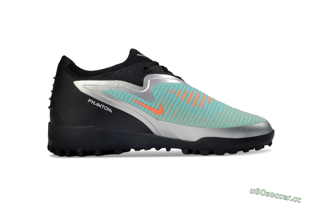 Kids Nike Phantom 6 Elite Low TF Artificial Turf Low-Tops Football Shoes - Teal/Metallic Silver/Black 5