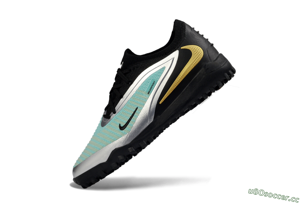 Kids Nike Phantom 6 Elite Low TF Artificial Turf Low-Tops Football Shoes - Teal/Metallic Silver/Black 4
