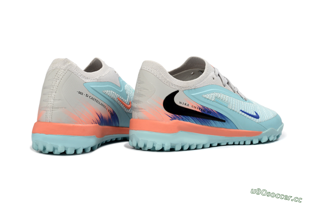 Kids Nike Phantom 6 Elite Low TF Artificial Turf Low-Tops Football Shoes - Blue/Aqua Breeze/Coral Burst 6