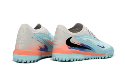 Kids Nike Phantom 6 Elite Low TF Artificial Turf Low-Tops Football Shoes - Blue/Aqua Breeze/Coral Burst