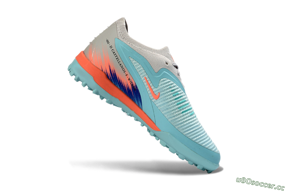 Kids Nike Phantom 6 Elite Low TF Artificial Turf Low-Tops Football Shoes - Blue/Aqua Breeze/Coral Burst 3