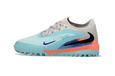 Kids Nike Phantom 6 Elite Low TF Artificial Turf Low-Tops Football Shoes - Blue/Aqua Breeze/Coral Burst