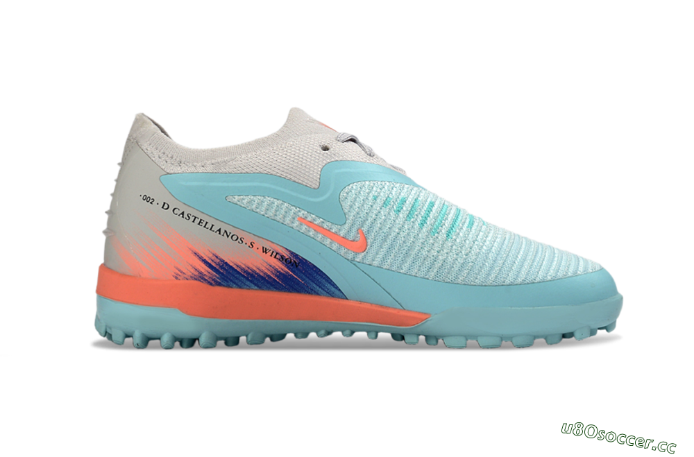 Kids Nike Phantom 6 Elite Low TF Artificial Turf Low-Tops Football Shoes - Blue/Aqua Breeze/Coral Burst 5