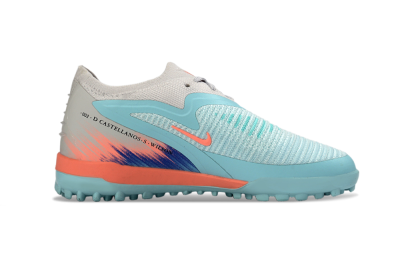 Kids Nike Phantom 6 Elite Low TF Artificial Turf Low-Tops Football Shoes - Blue/Aqua Breeze/Coral Burst