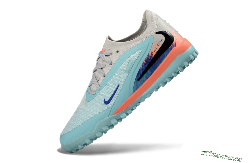Kids Nike Phantom 6 Elite Low TF Artificial Turf Low-Tops Football Shoes - Blue/Aqua Breeze/Coral Burst 4