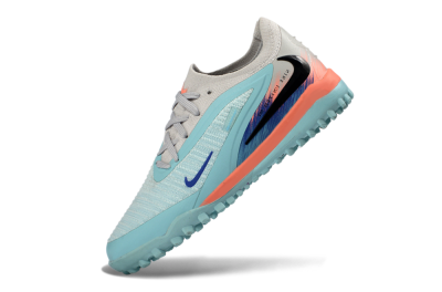 Kids Nike Phantom 6 Elite Low TF Artificial Turf Low-Tops Football Shoes - Blue/Aqua Breeze/Coral Burst