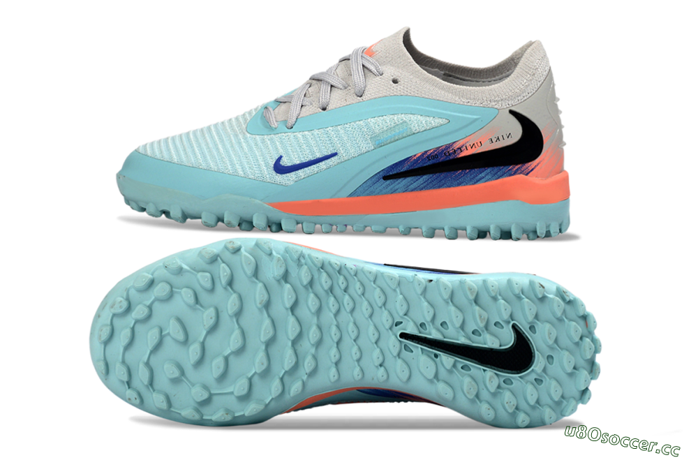 Kids Nike Phantom 6 Elite Low TF Artificial Turf Low-Tops Football Shoes - Blue/Aqua Breeze/Coral Burst 1