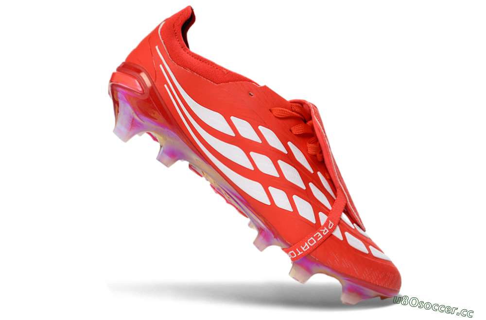 Men's Adidas Predator 26 Elite Fold-Over Tongue FG Firm Ground Low-Tops Football Boots - Red/Fiery Red/Metallic Silver 4
