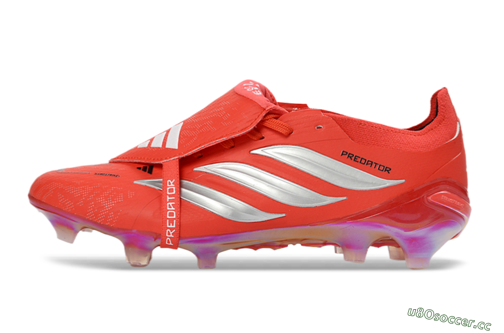 Men's Adidas Predator 26 Elite Fold-Over Tongue FG Firm Ground Low-Tops Football Boots - Red/Fiery Red/Metallic Silver 0
