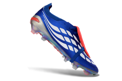 Men's Adidas Predator 26 Elite Fold-Over Tongue FG Firm Ground Low-Tops Football Boots - Blue/Fiery Red/Cool Silver