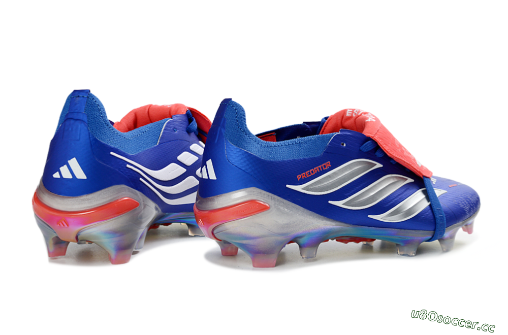 Men's Adidas Predator 26 Elite Fold-Over Tongue FG Firm Ground Low-Tops Football Boots - Blue/Fiery Red/Cool Silver 6