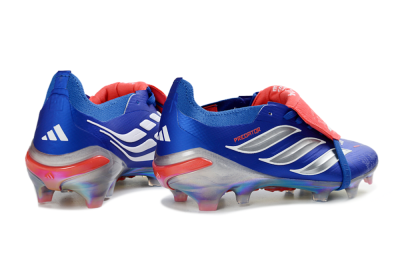 Men's Adidas Predator 26 Elite Fold-Over Tongue FG Firm Ground Low-Tops Football Boots - Blue/Fiery Red/Cool Silver